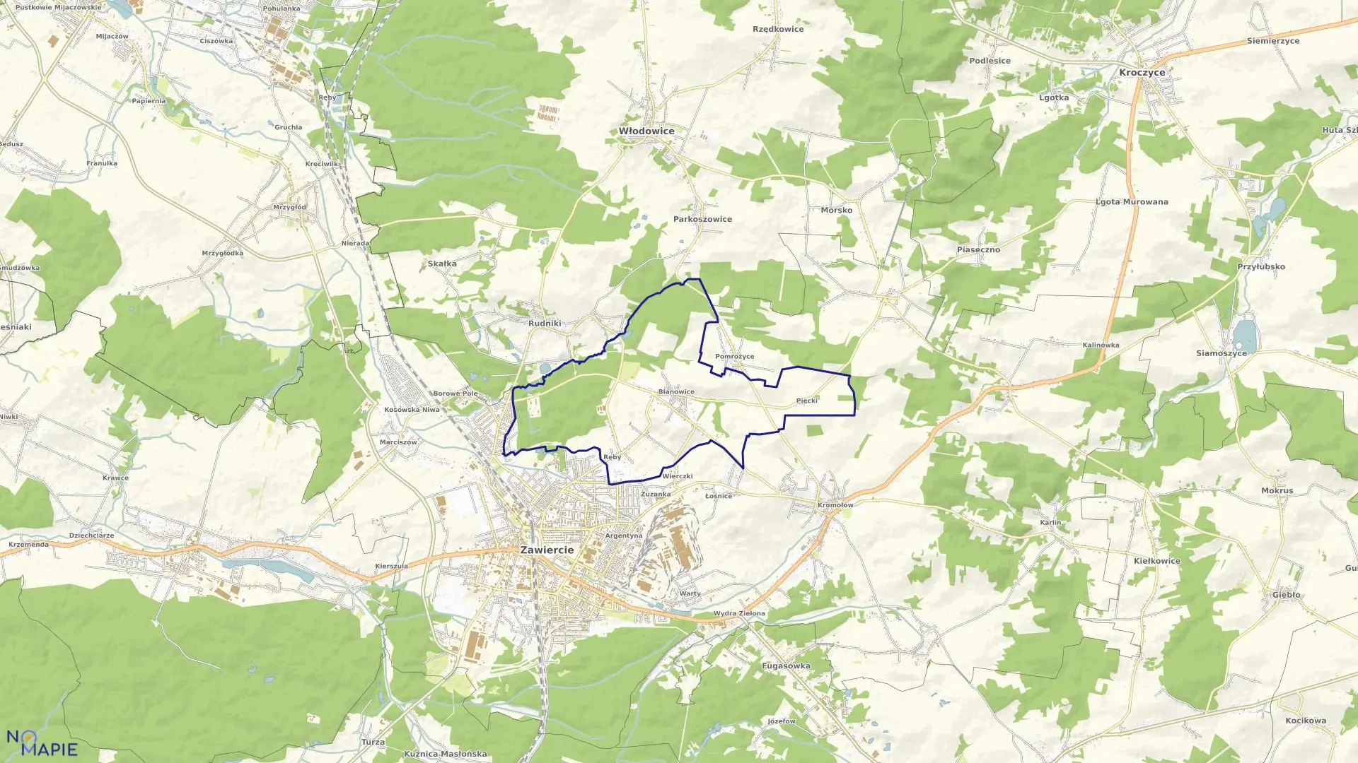 Mapa obrębu BLANOWICE w mieście Zawiercie