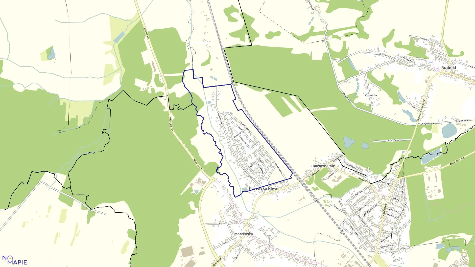 Mapa obrębu KOSOWSKA NIWA w mieście Zawiercie