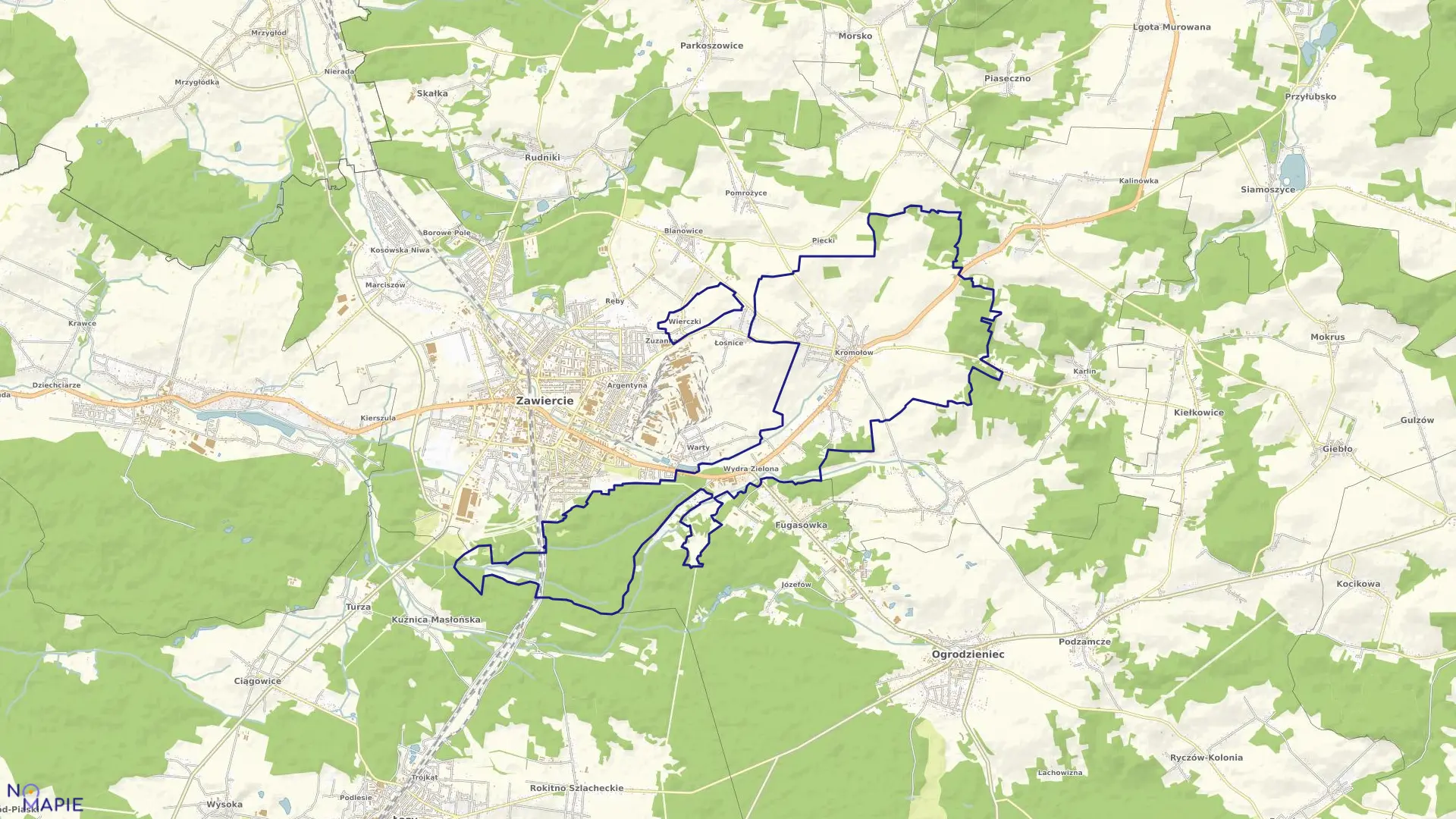 Mapa obrębu KROMOŁÓW w mieście Zawiercie