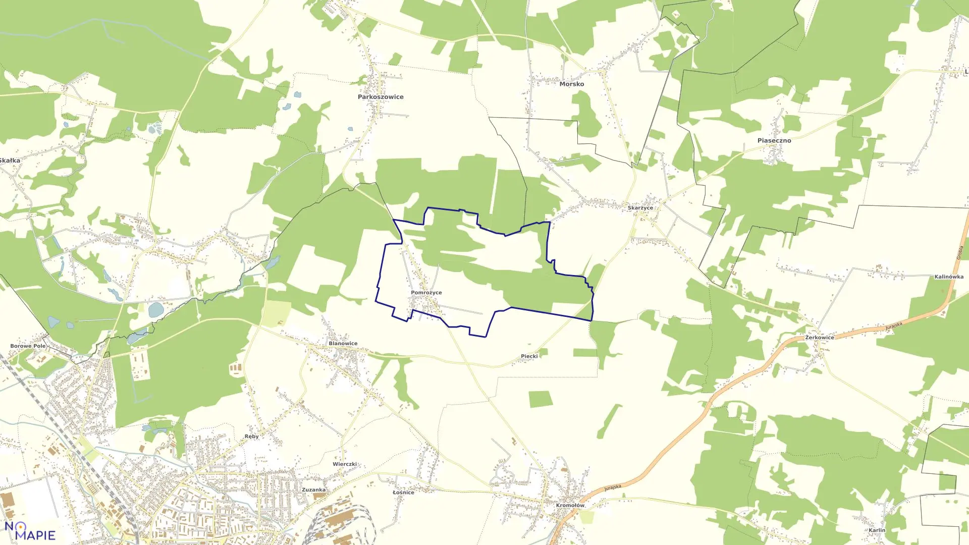 Mapa obrębu POMROŻYCE w mieście Zawiercie