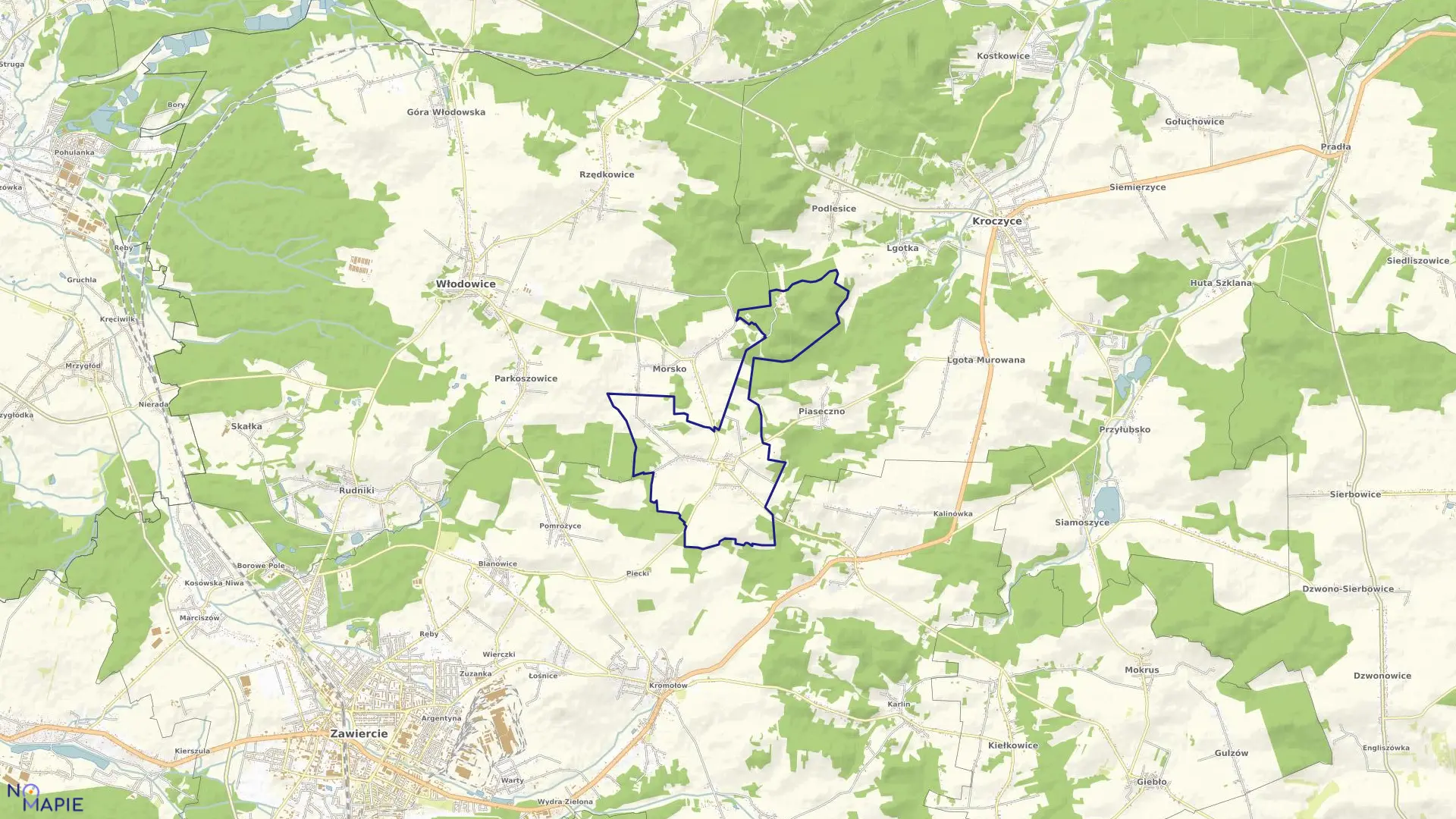 Mapa obrębu SKARŻYCE w mieście Zawiercie