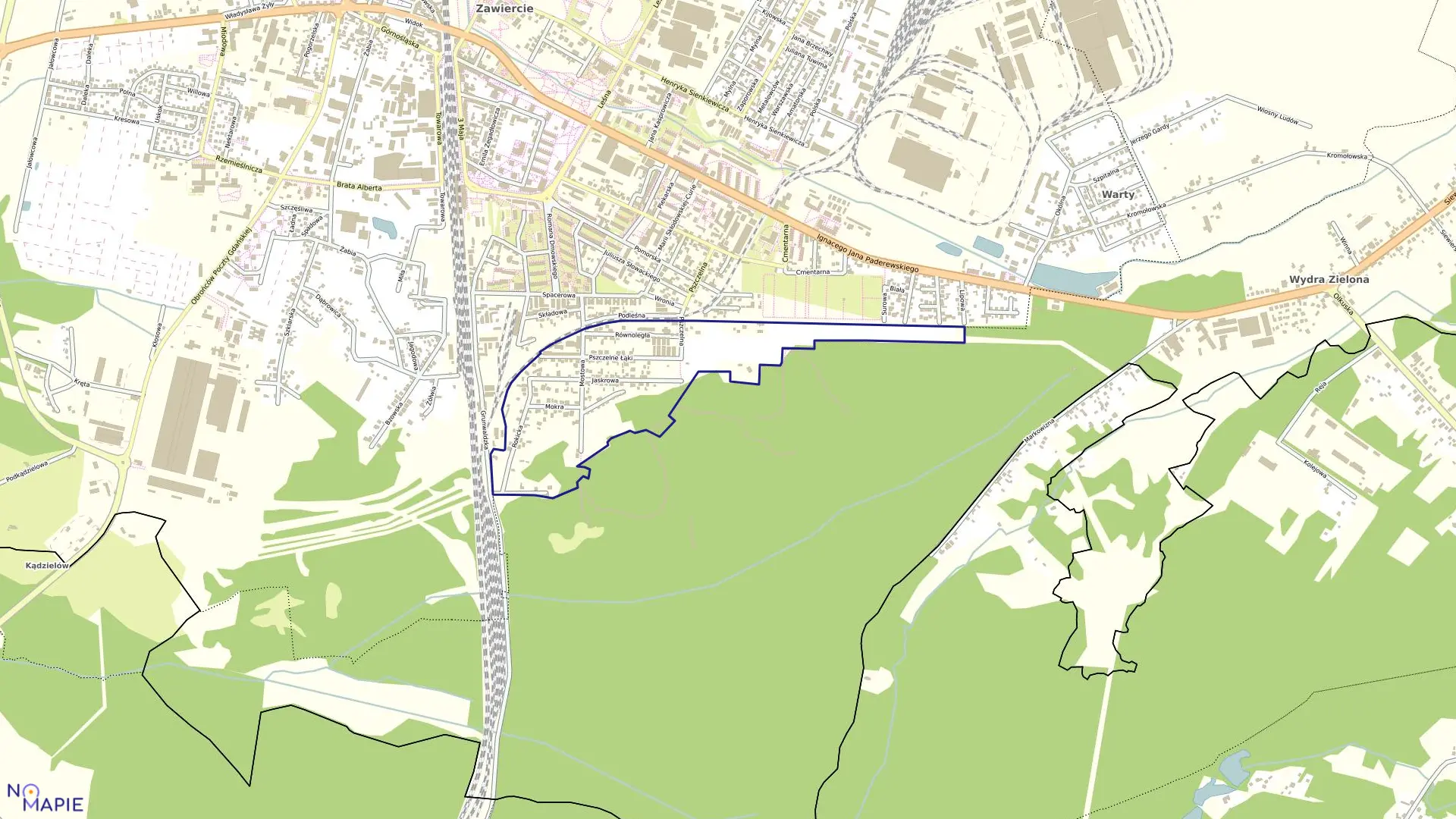 Mapa obrębu TERENY PRZYŁ. Z KROMOŁOWA w mieście Zawiercie