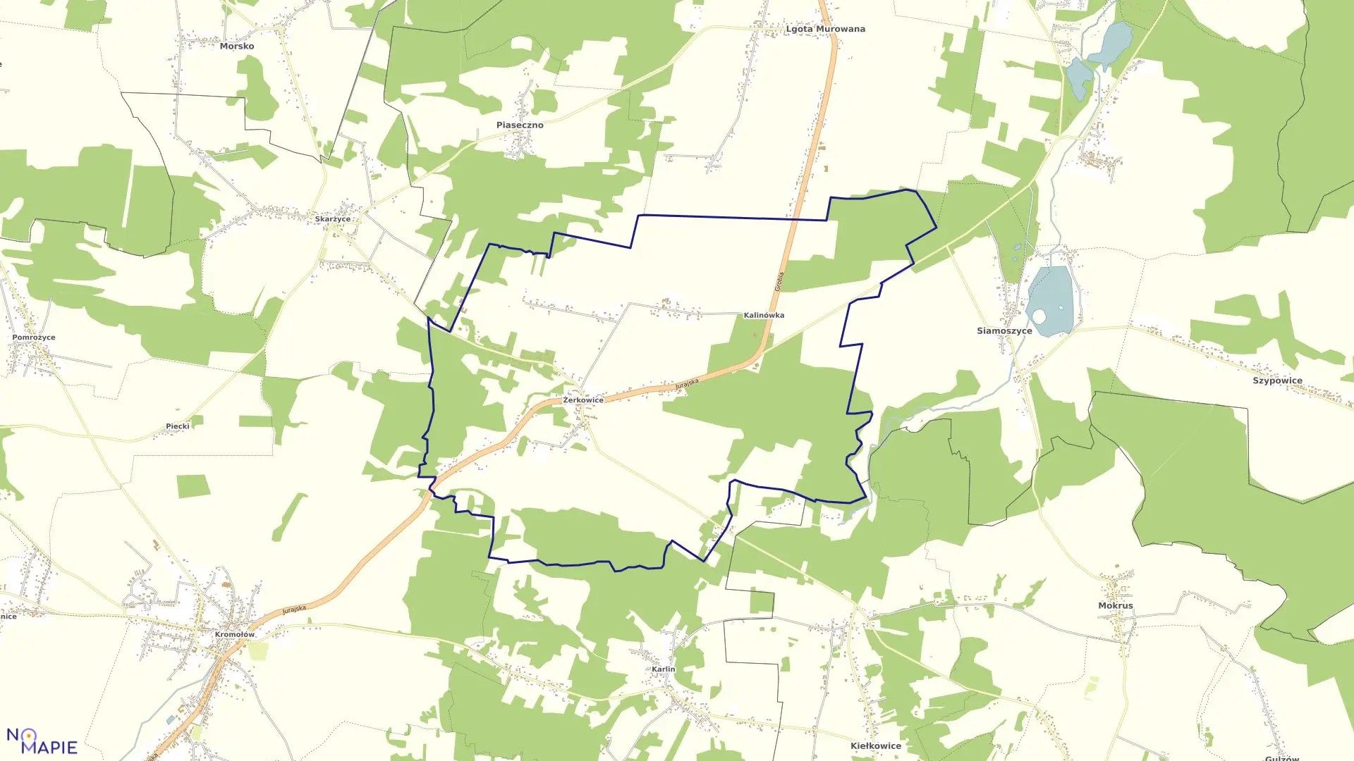 Mapa obrębu ŻERKOWICE w mieście Zawiercie